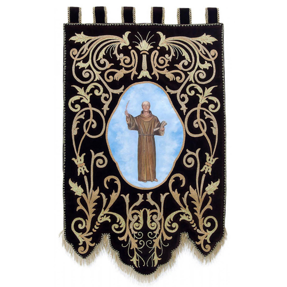 Estandarte con pintura al leo bordado a mquina