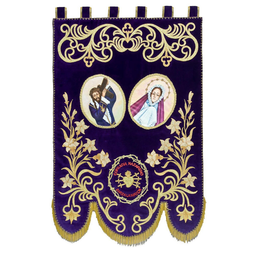 Estandarte con pintura al leo bordado a mquina