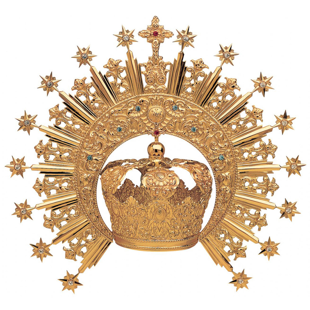 Corona cincelada con sobrecorona para Virgen - 21 cm de alto