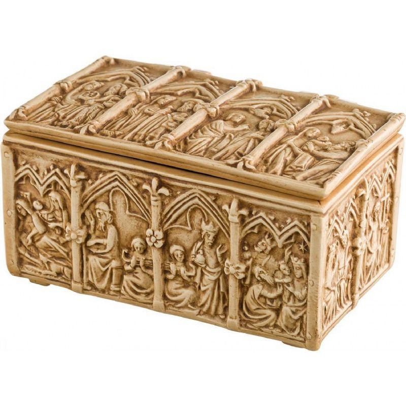 Caja-relicario en dolomita estilo marfil - 8,5 x 15 x 6 cm