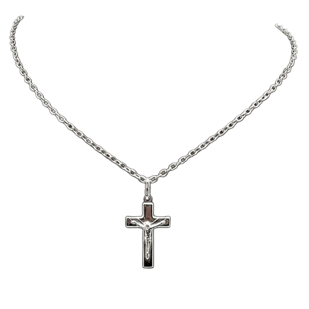 Cruz peque�a plana con Cristo Plata de ley 24 x 15 mm (no incluye cadena)