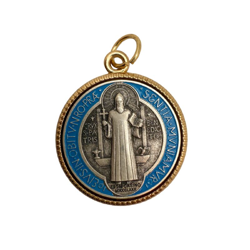 Medalla de San Benito esmaltada con anillo dorado 3,4 CM