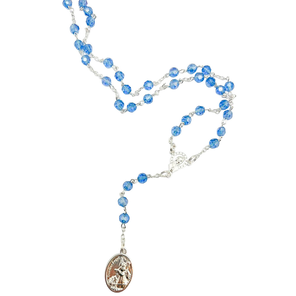 Rosario de San Miguel confeccionado en metal y cuentas de cristal