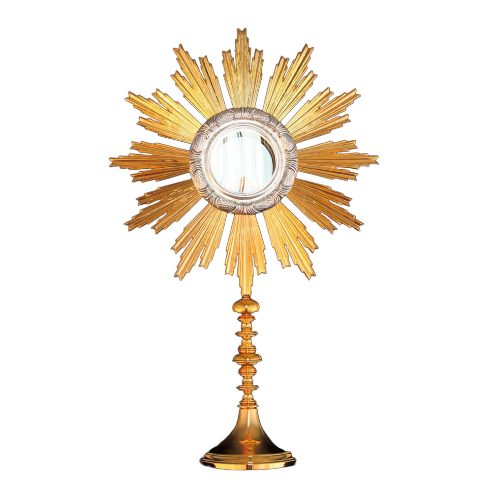 Custodia Dise�o Solemne con Rayos Dorados y Detalles en Plata