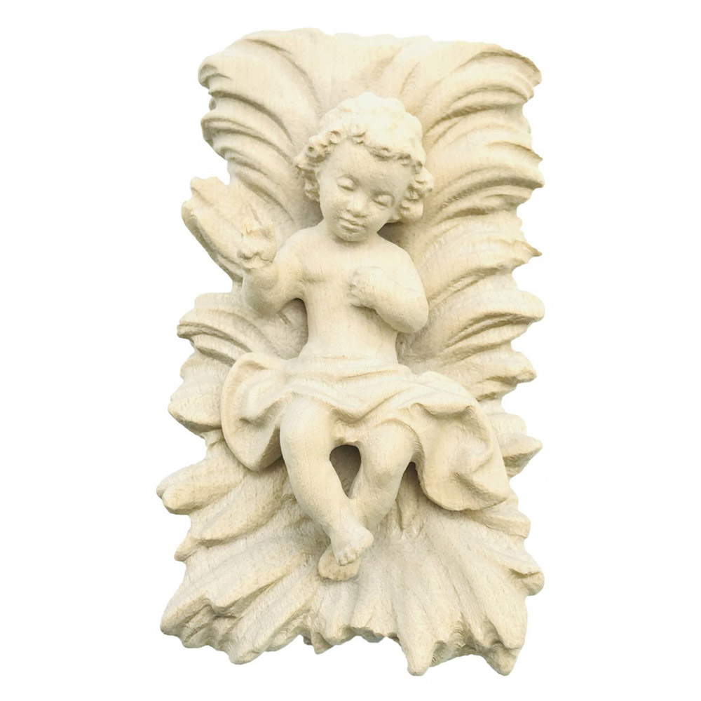 Nio con cuna - Imagen en talla de madera de Val Gardena