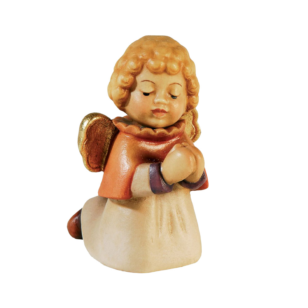ngel orante en talla de madera - Figura artesanal (Val Gardena).