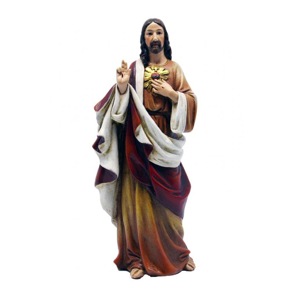 Sagrado Coraz�n de Jes�s - Resina de poli�ster - Altura 15 cm Descripci�n