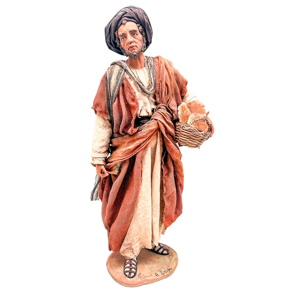 Pastor con cesta de panes entelado - ngela Tripi - 30 cm