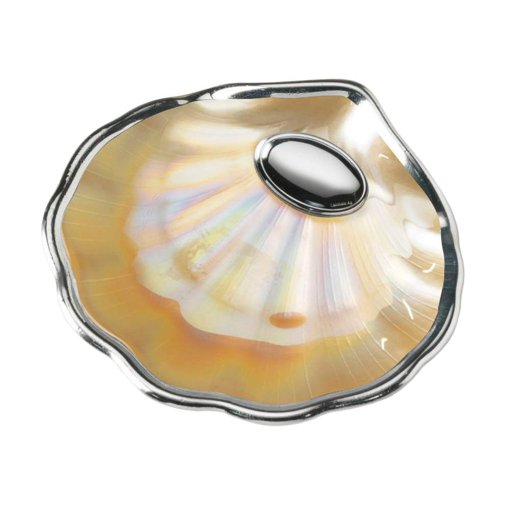  Concha de bautismo en madreperla con valo para grabar - 13 x 14 cm