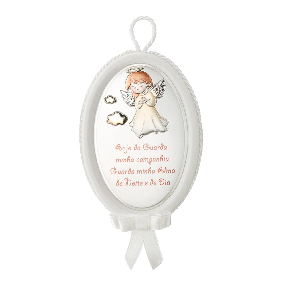 Medalla de Cuna Musical Blanca con �ngel
