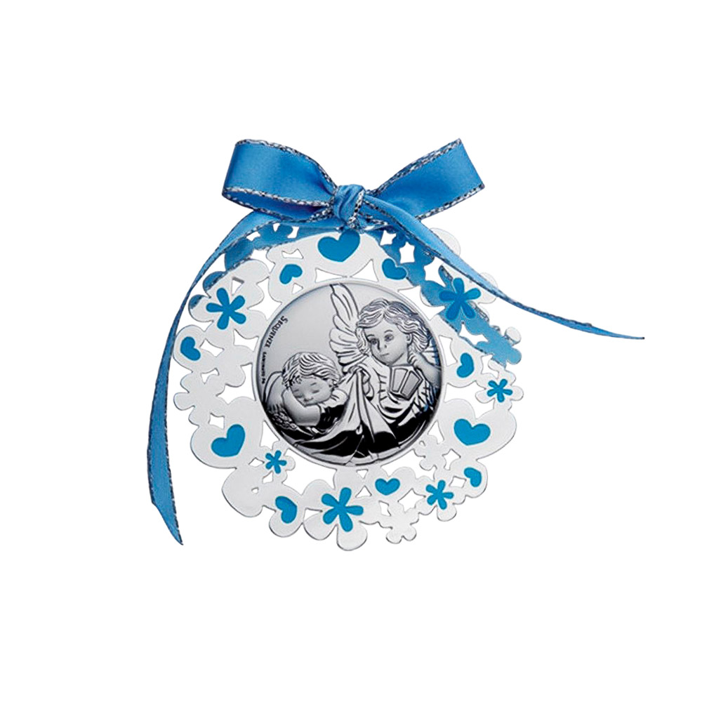 Medall�n de Cuna �ngel de la Guarda Celeste Esmaltado