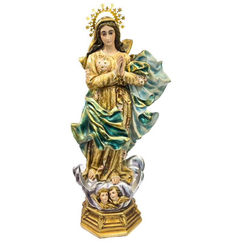  Virgen Inmaculada - Imagen en pasta de madera - Altura: 100 cm - Decoraci�n extra