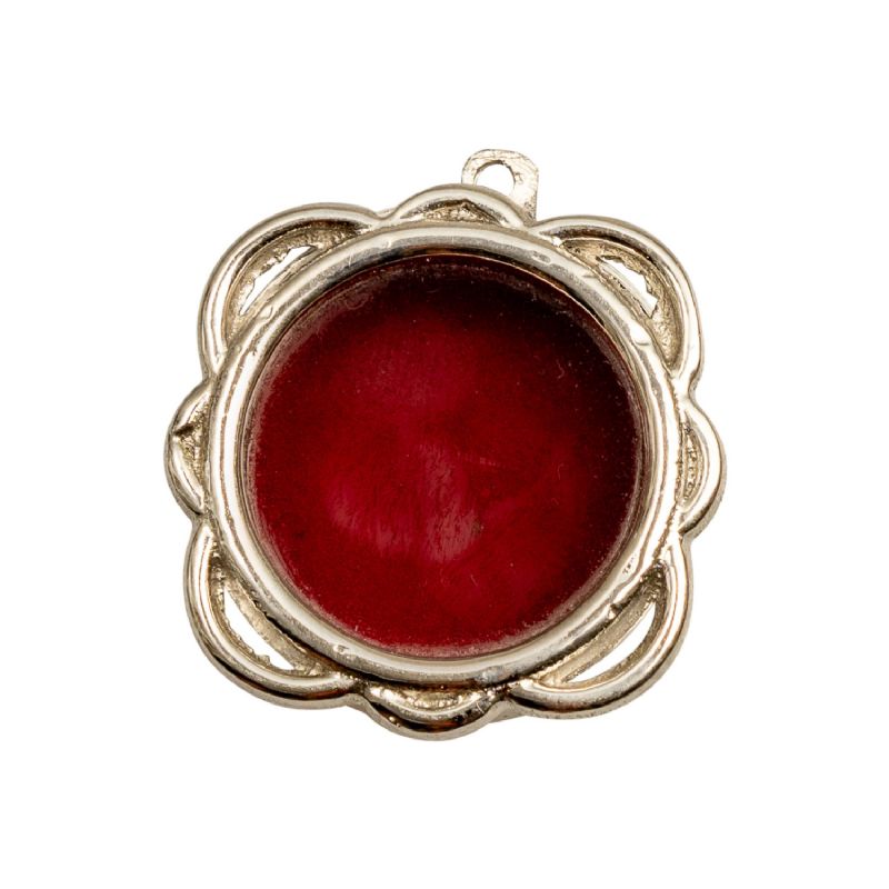 Teca relicario de bolsillo niquelado con forma floral