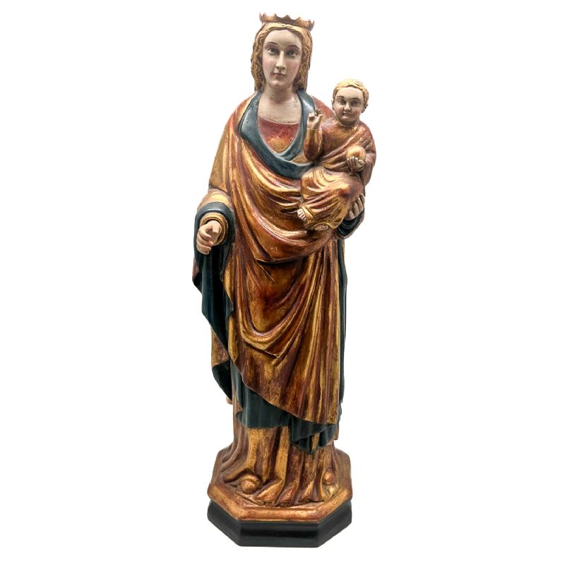  Virgen con Ni�o - Imagen en pasta de madera decoraci�n extra - Altura: 40 cm