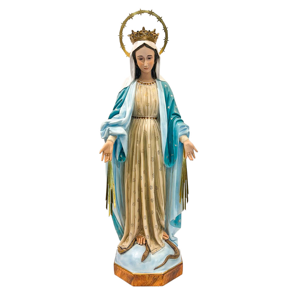  Virgen Milagrosa - Imagen en pasta de madera - Altura: 80 cm