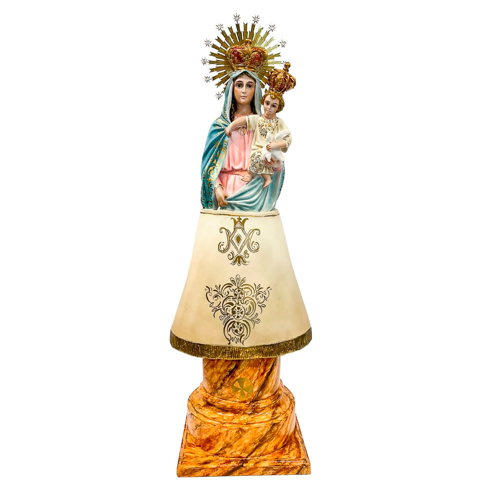  Virgen del Pilar - Imagen en pasta de madera - Altura: 80 cm
