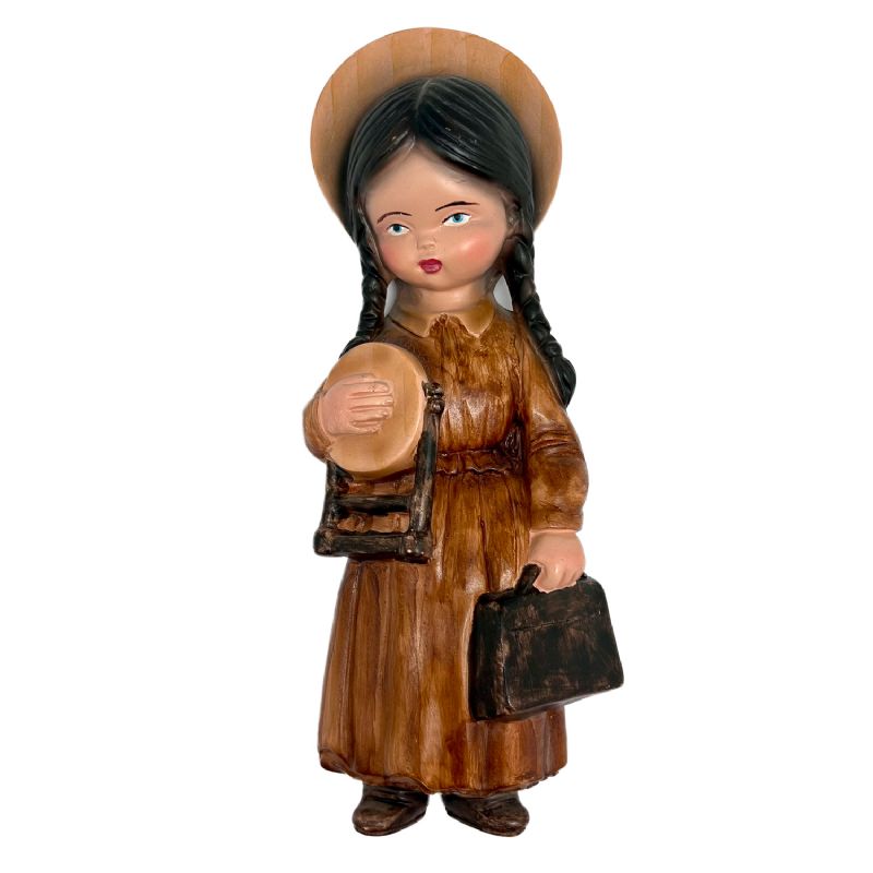 Ni�a en relieve tono madera  Cer�mica (25 x 11 cm)