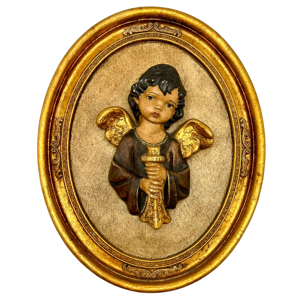 Relieve Ovalado �ngel en Resina (25,5 x 24 cm)