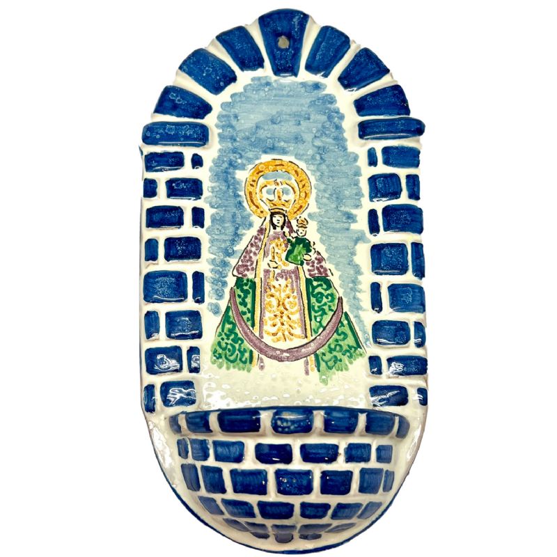 Benditera Virgen del Roc�o en cer�mica - 29 x 14,5 cm - El �ngel