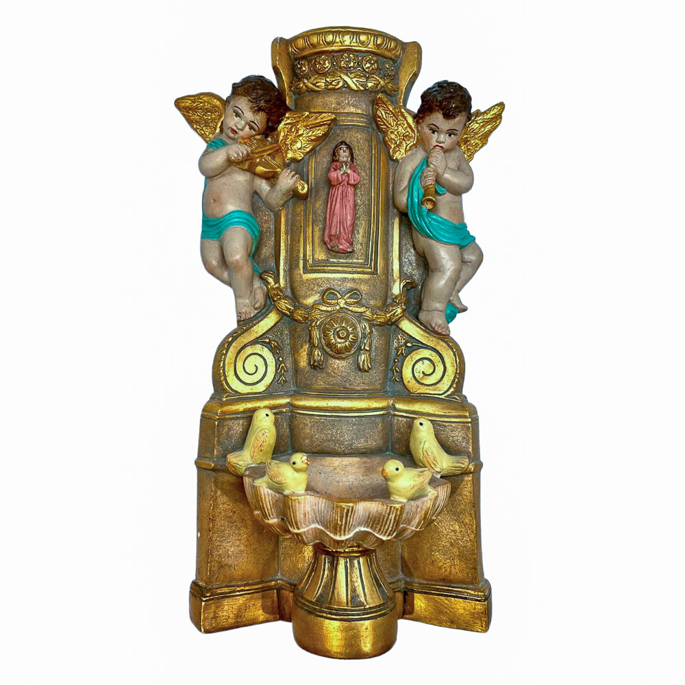 Benditera con �ngeles en pasta dorada - 36 x 20 cm - El �ngel