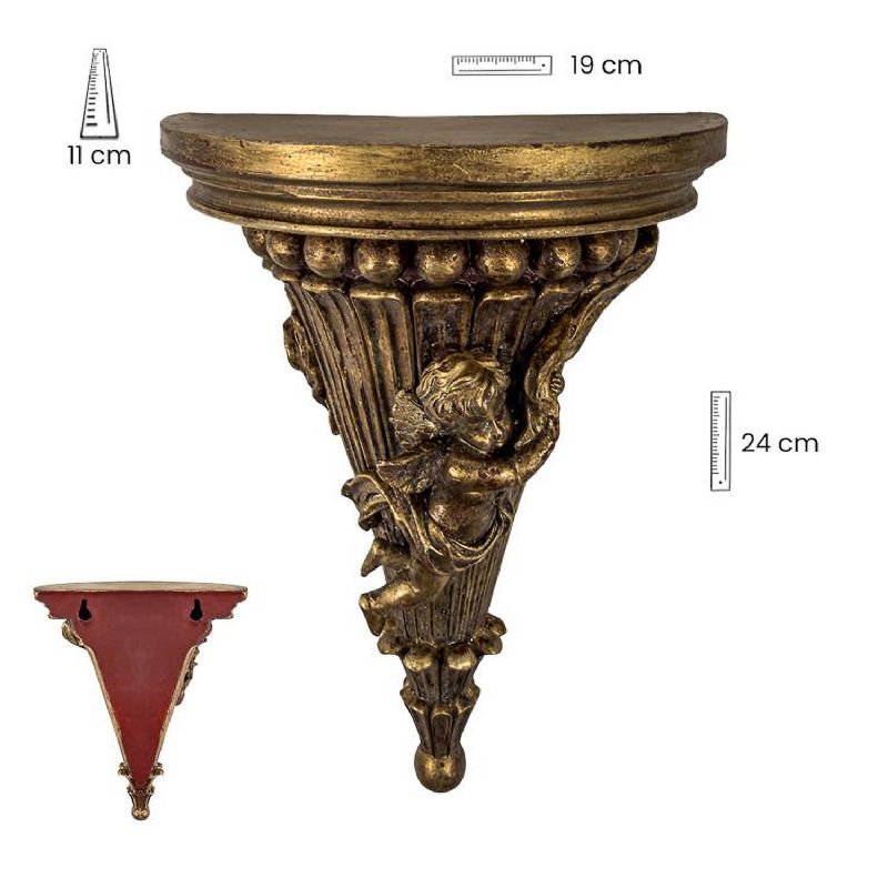 Mnsula dorada con ngel de resina - 24 cm