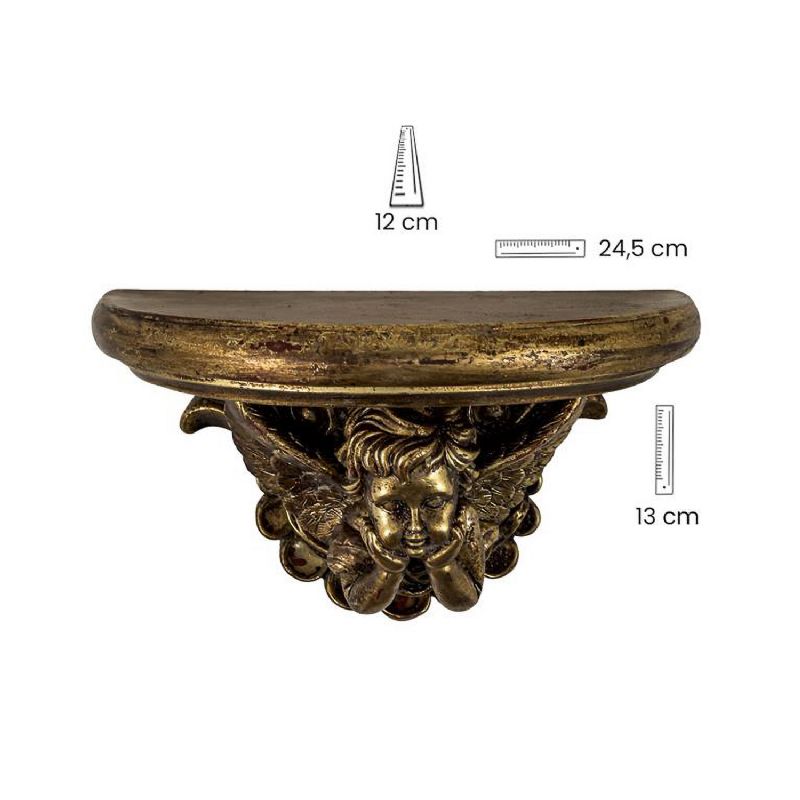 Mnsula dorada con ngel de resina - 24 cm