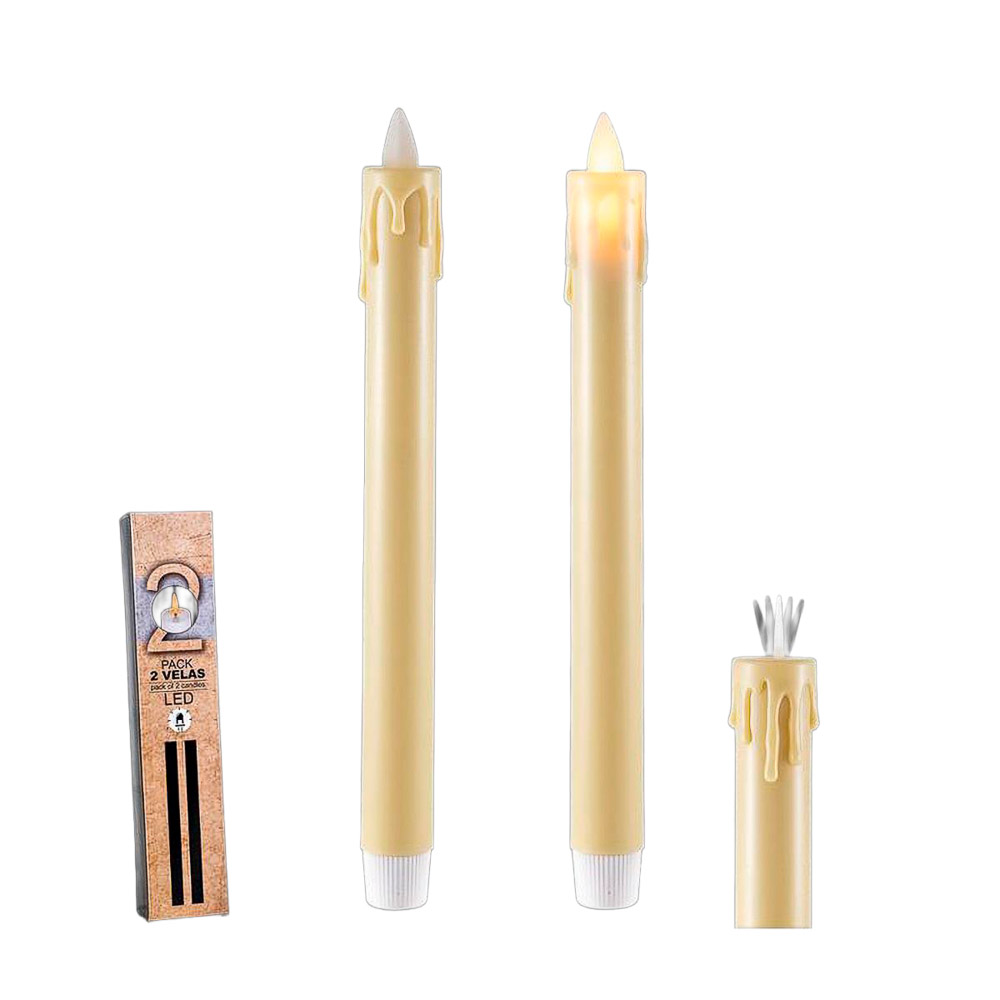 Set de 2 velas LED efecto derretido - 25 x 2 cm