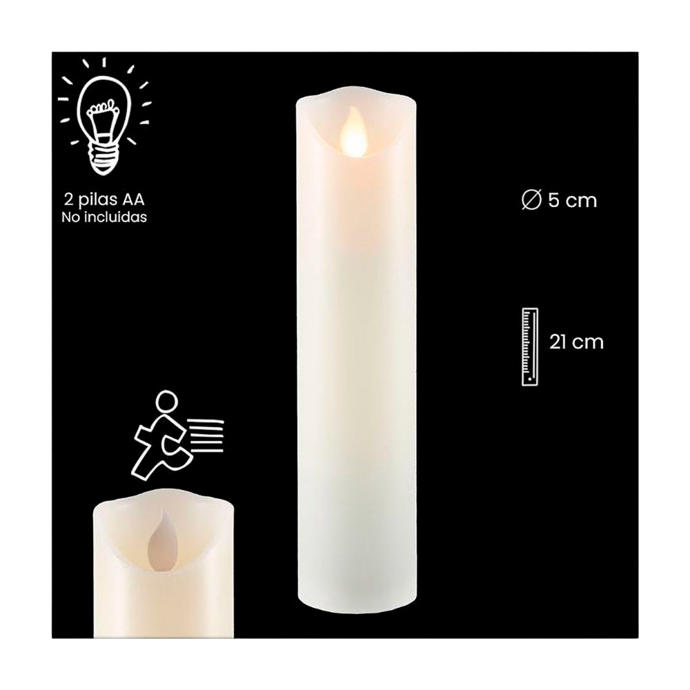 Vela LED blanca - 21 x 5 cm