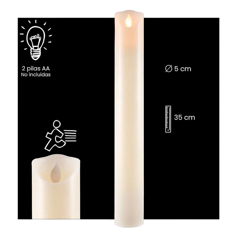 Vela LED blanca - 35 x 5 cm