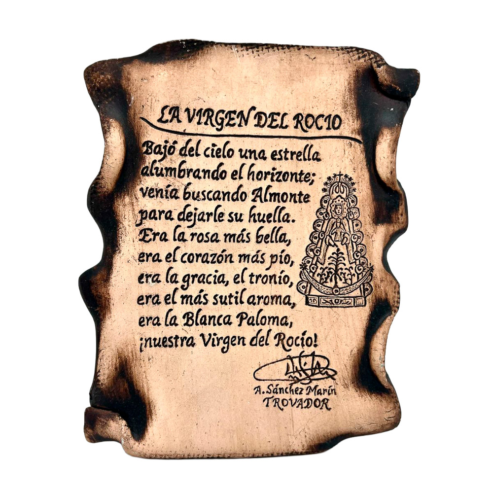 Pergamino Virgen del Roc�o en Cer�mica (18 x 14 cm)