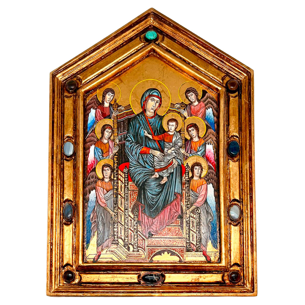 Icono pintado a mano Virgen con Ni�o - 49 X 34 cm - El �ngel
