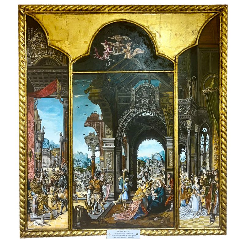 Cuadro al �leo �Adoraci�n de los Magos� 64 x 58 cm