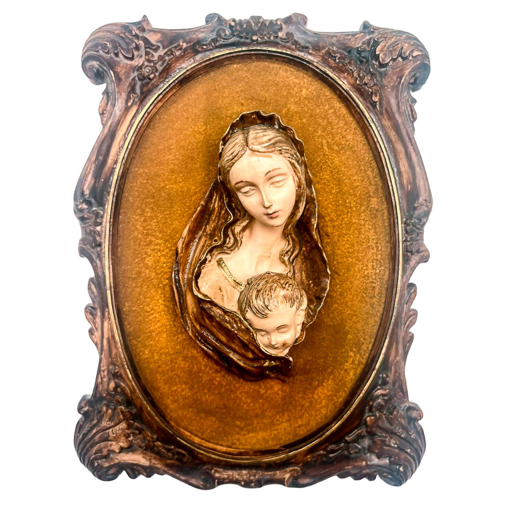 Relieve Virgen con Ni�o en Resina (21 x 15 cm)