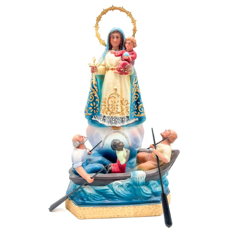  Virgen de la Caridad del Cobre - Pasta de madera - Altura: 26 cm