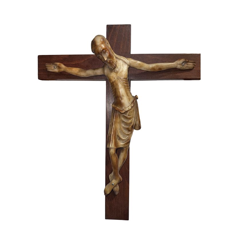 Cristo Crucificado - Escultura en alabastro moldeado - 36 cm - Enrique Orejudo Alonso
