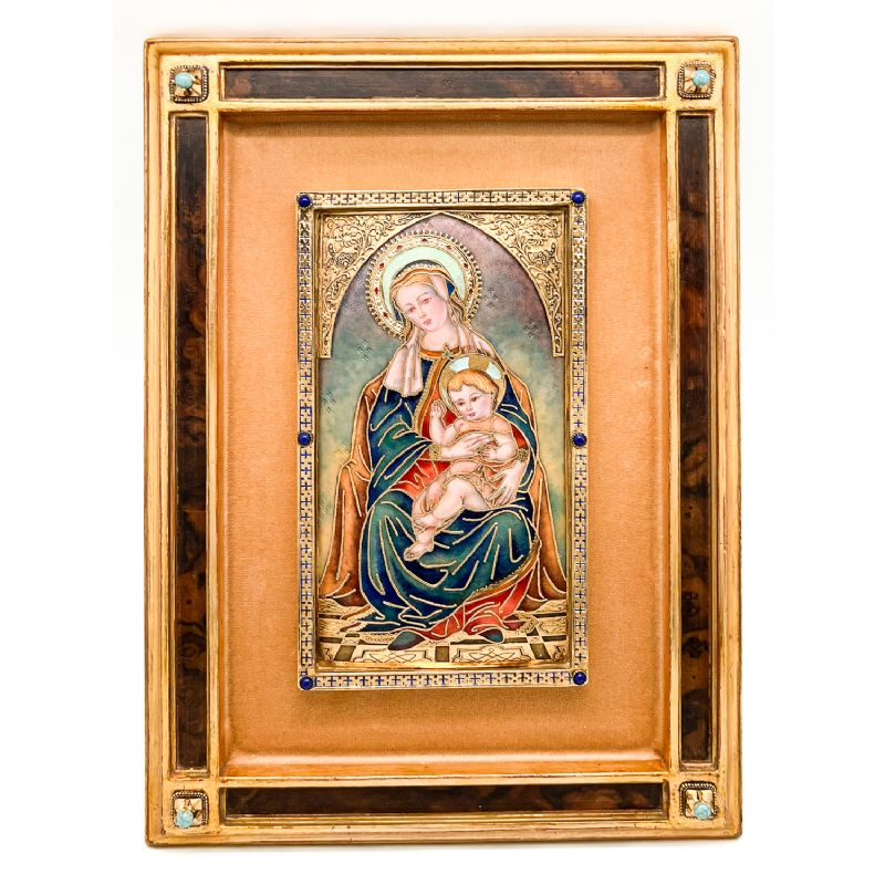 Cuadro Virgen con Ni�o en esmalte � Morat� 40 x 29 cm