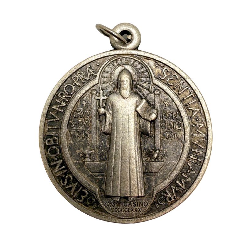 Medalla de San Benito - Metal plateado 3 cm