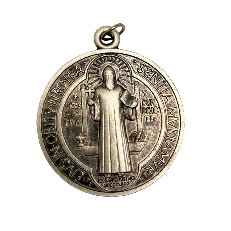 Medalla de San Benito - Metal plateado 3,6 cm