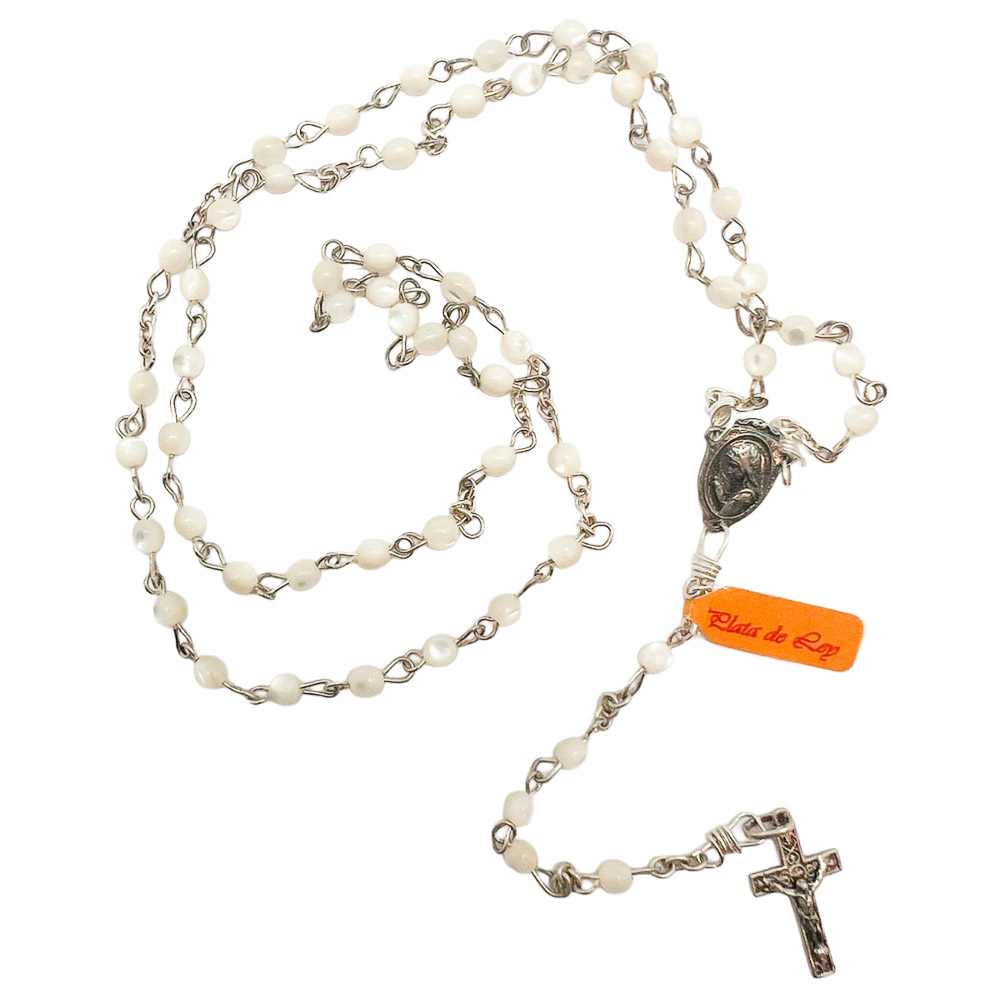 Rosario de comunin en ncar 3 mm con plata de ley