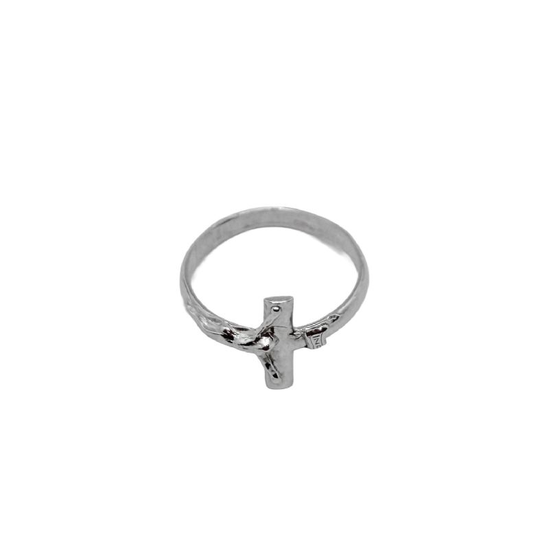 Anillo con cruz en plata de ley - 5 mm