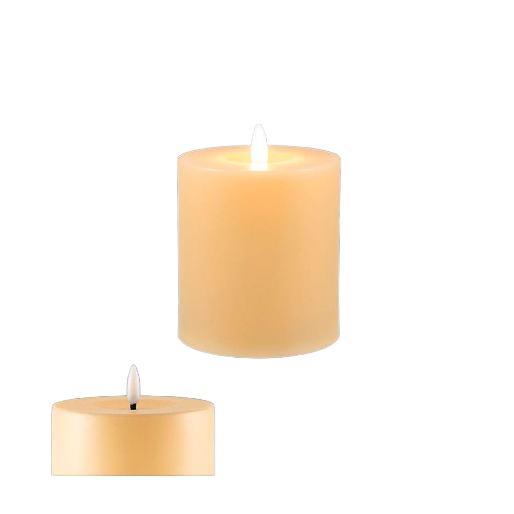 Vela LED lisa para exterior - 8 x 8 cm