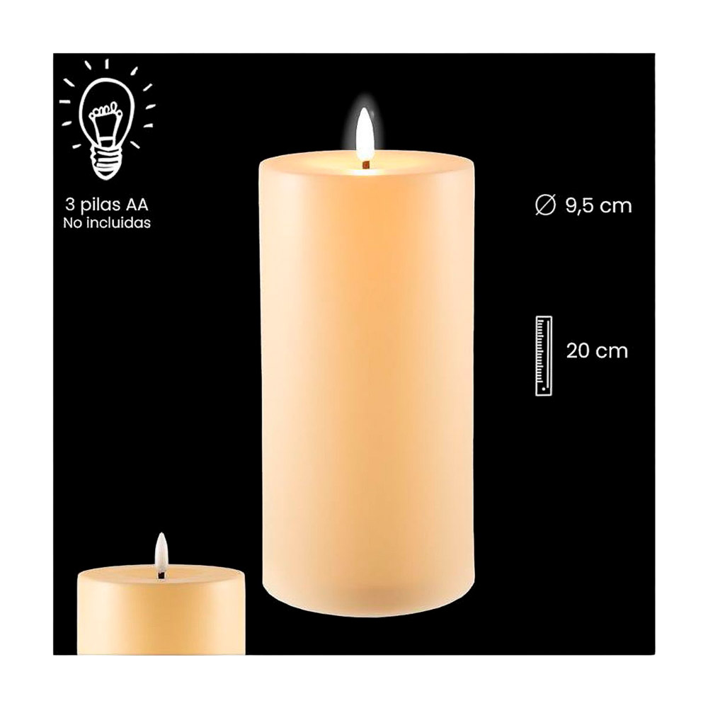 Vela LED lisa para exterior - 20 x 9,5 cm