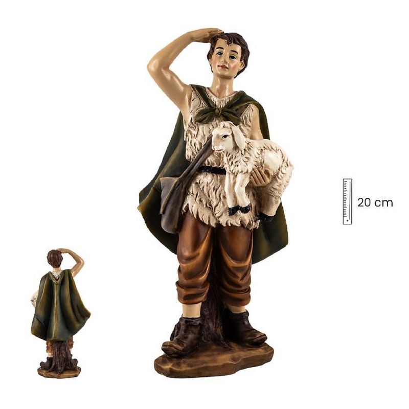 Pastor con oveja en resina - Otras Marcas - 20 cm