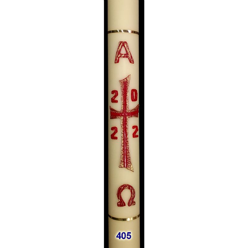 Cirio pascual decorado en relieve - Cera 100% refinada