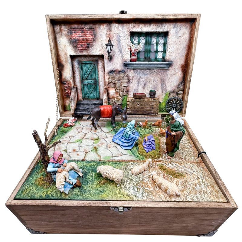 Cofre nacimiento artesanal - 29 x 20 x 15 cm -Escultores espaoles