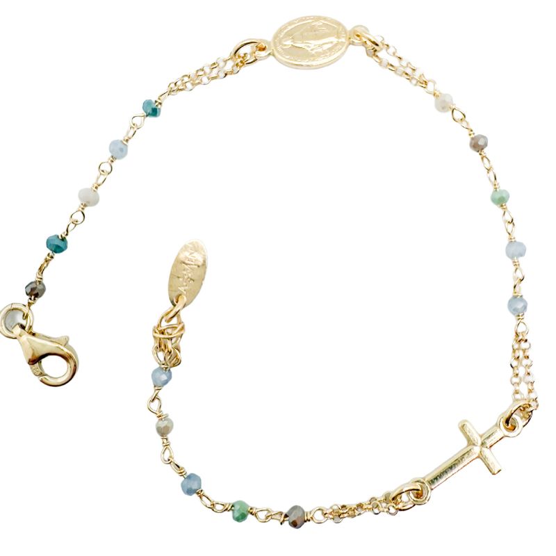 Pulsera denario de plata multicolor - 19 cm