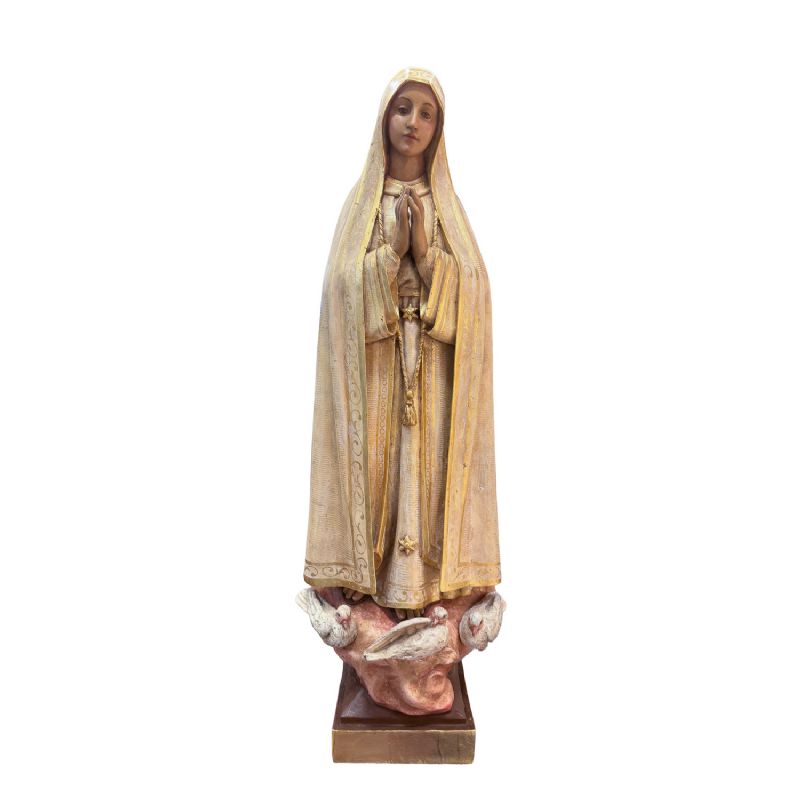 VIRGEN DE FATIMA PASTA DE MADERA 80 CM POLICROMADA