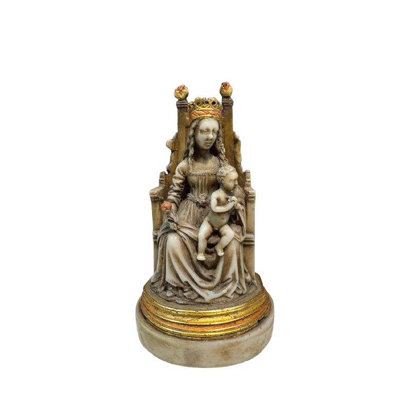 Virgen en Trono - Alabastro moldeado - 16 cm