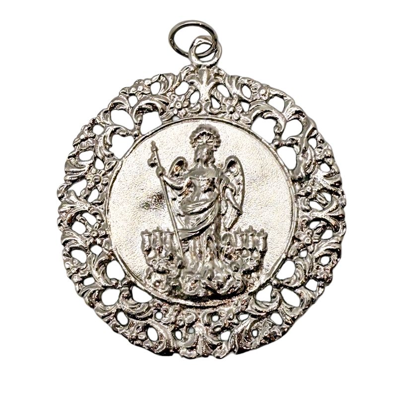 Medall�n de cuna de lat�n �ngel de la Guarda - 6 x 6 cm