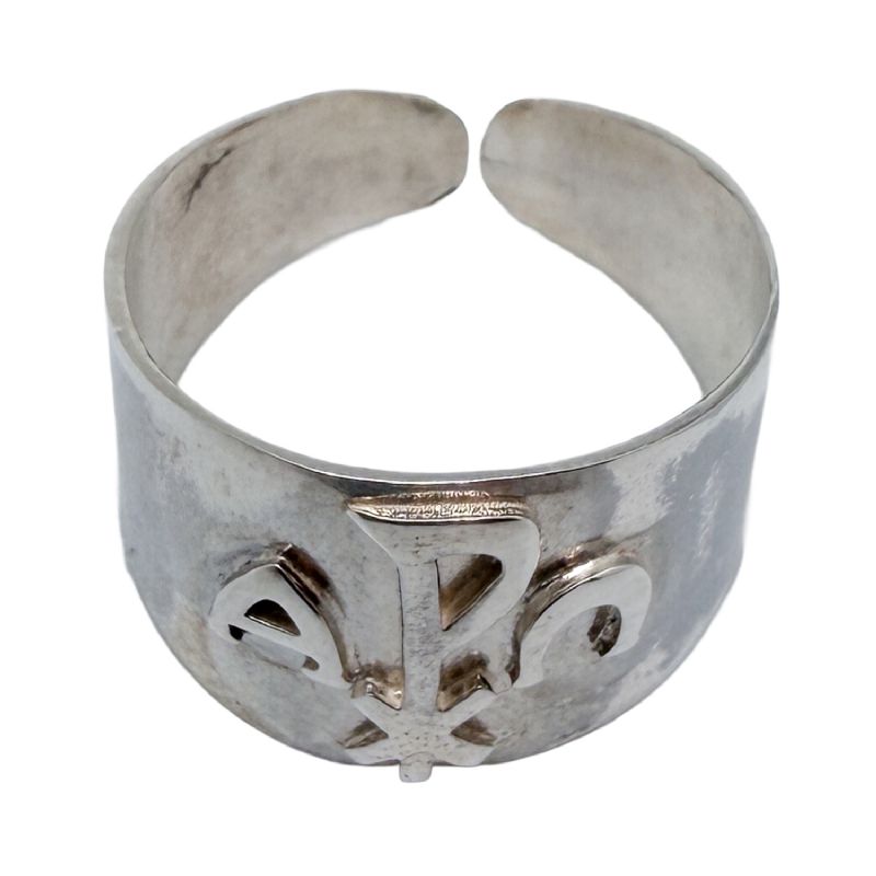 Anillo de obispo en plata de ley con s�mbolo cristol�gico - Altura frontal 1,4 cm